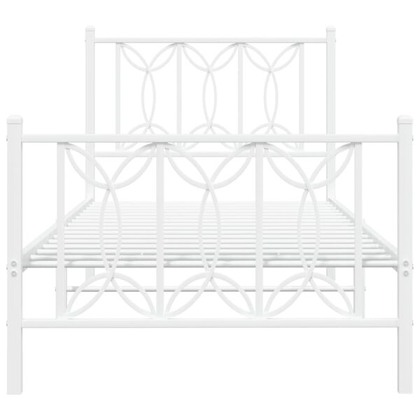vidaXL Estrutura de cama com cabeceira e pés 90x200 cm metal branco