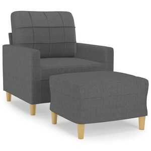 vidaXL Poltrona com apoio de p&eacute;s 60 cm tecido cinzento-escuro