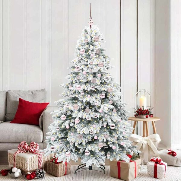 vidaXL &Aacute;rvore de Natal Artificial com 300 LEDs Branco 180 cm PE e PVC