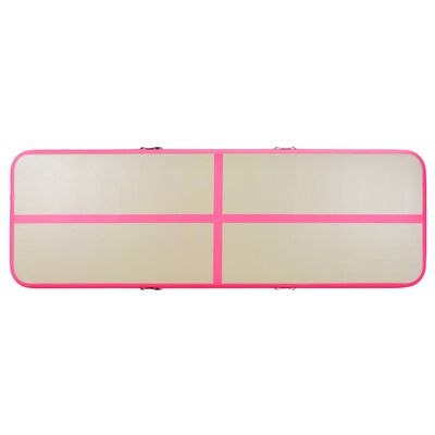 vidaXL Colchão de ginástica insuflável c/ bomba 500x100x10 cm PVC rosa