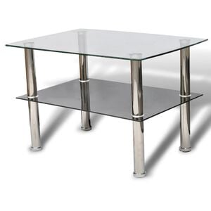 vidaXL Mesa de centro em vidro, 2 camadas