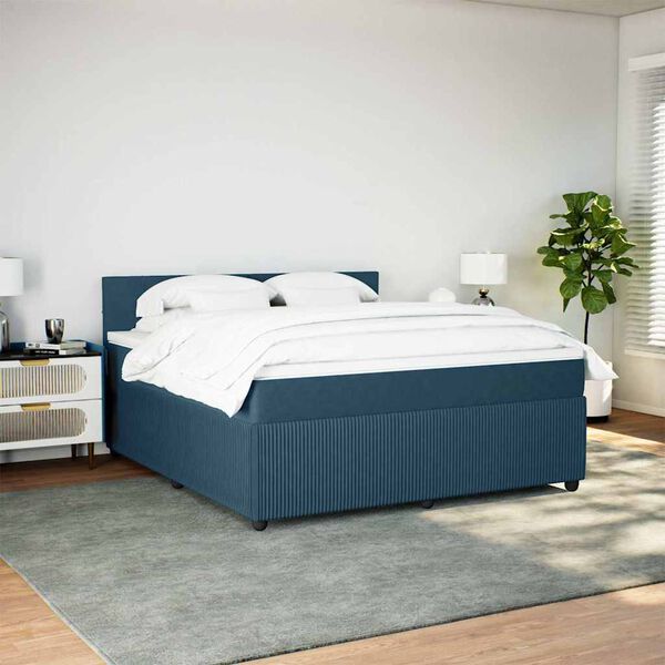 vidaXL Cama com molas/colch&atilde;o 180x200 cm veludo azul