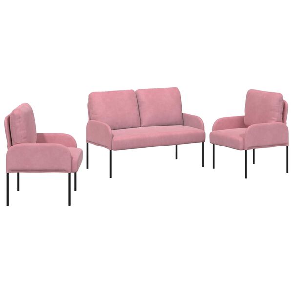 vidaXL Conjuntos de sof&aacute;s 3 pcs Rosa 115 x 56 x 80 cm Contraplacado