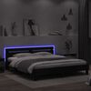vidaXL Estrutura de cama com cabeceira e luzes LED 200x200 cm preto