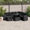 vidaXL 8 pcs conjunto sof&aacute;s de jardim com almofad&otilde;es vime PE preto