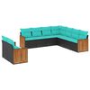 vidaXL Conjunto de sof&aacute; de jardim de 9 pe&ccedil;as com almofadas em rattan sint&eacute;tico preto