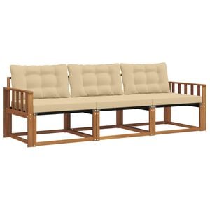 vidaXL Conjunto de Sof&aacute;s para Exterior 3 unid. Natural e Bege