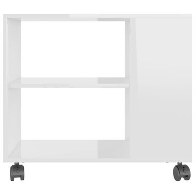 vidaXL Mesa de apoio 70x35x55 cm madeira processada branco brilhante