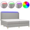 vidaXL Cama box spring c/ colch&atilde;o e LED 200x200 cm tecido cinza-claro