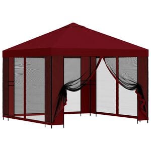 vidaXL Gazebo de Jardim com Laterais 3 x 3 m Borgonha Poli&eacute;ster e A&ccedil;o