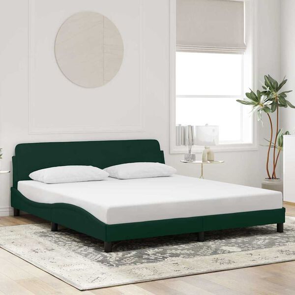 vidaXL Estrutura de cama Dover 180x200 cm veludo verde-escuro