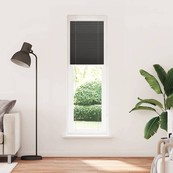 vidaXL Preto Plissada Cega 65x200 cm Largura Tecido 64,4 cm Poli&eacute;ster