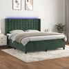 vidaXL Cama box spring c/ colch&atilde;o/LED 180x200 cm veludo verde-escuro