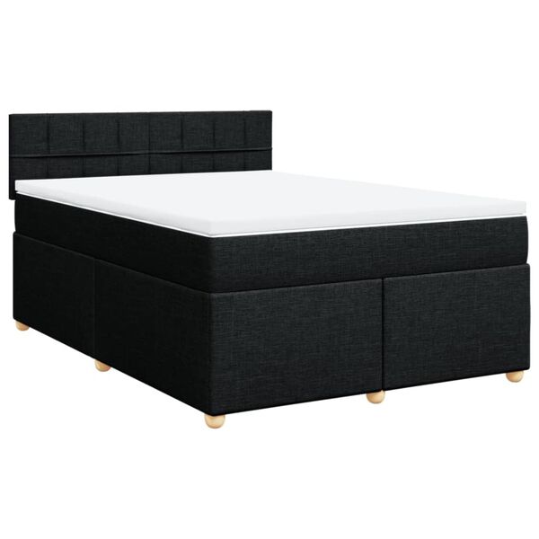 vidaXL Cama com molas/colch&atilde;o 140x190 cm tecido preto