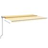 vidaXL Toldo autom. LED e sensor de vento 500x350 cm amarelo/branco