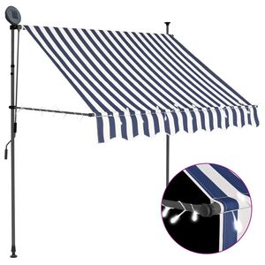 vidaXL Toldo retr&aacute;til manual com LED 100 cm azul e branco