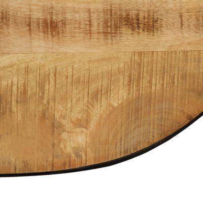 vidaXL Mesa de centro oval em mangueira maciça áspera e aço 100 cm