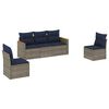 vidaXL Conjunto de sof&aacute; de jardim de 5 pe&ccedil;as com almofadas em rattan sint&eacute;tico cinza