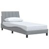 vidaXL Estrutura de cama sem colch&atilde;o Hanko 90x190 cm tecido cinzento-claro