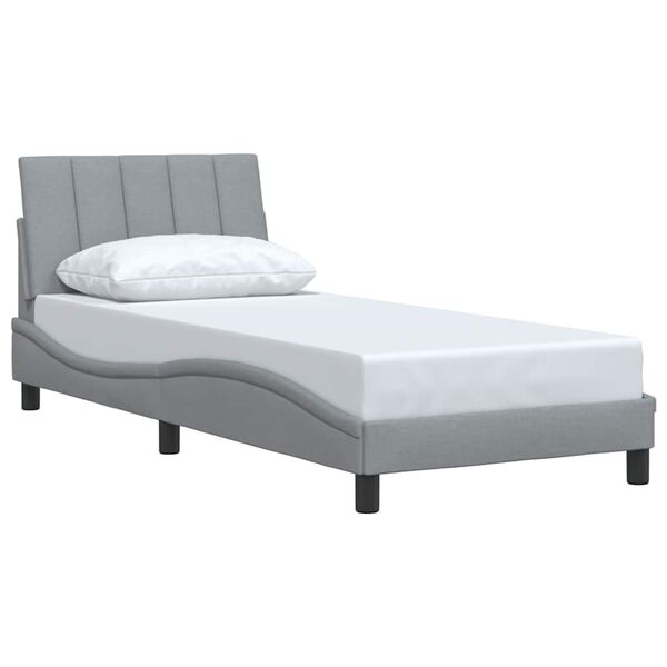 vidaXL Estrutura de cama sem colch&atilde;o Hanko 90x190 cm tecido cinzento-claro