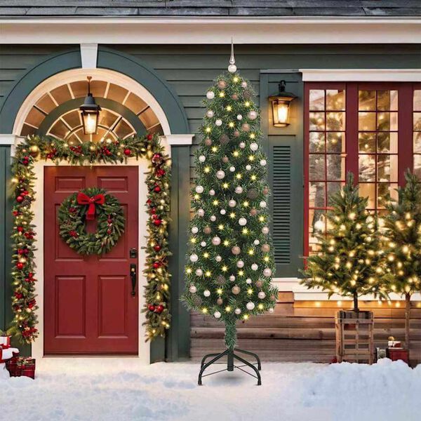 vidaXL &Aacute;rvore de Natal Artificial Verde 210 cm PVC e A&ccedil;o e Pl&aacute;stico