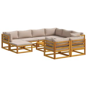 vidaXL Conjunto de Sof&aacute;s 10 unid. Natural Madeira S&oacute;lida de Ac&aacute;cia