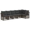 vidaXL Conjunto de Sof&aacute; de Jardim 6 unid. Cinzento vime PE
