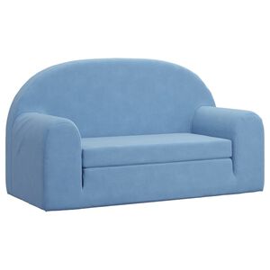 vidaXL Sofá-cama infantil de 2 lugares pelúcia macia azul
