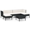 vidaXL 7 pcs conjunto lounge de jardim c/ almofad&otilde;es vime PE preto