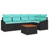 vidaXL Conjunto de Sof&aacute; de Jardim com almofada 6 pcs Preto vime PE