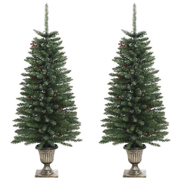vidaXL Árvores Natal artificiais 2pcs c/ coroa de Natal/grinalda/LEDs
