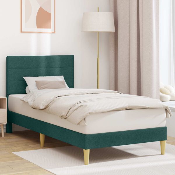 vidaXL Estrutura da Cama com cabeceira Verde Escuro 80 x 200 cm tecido