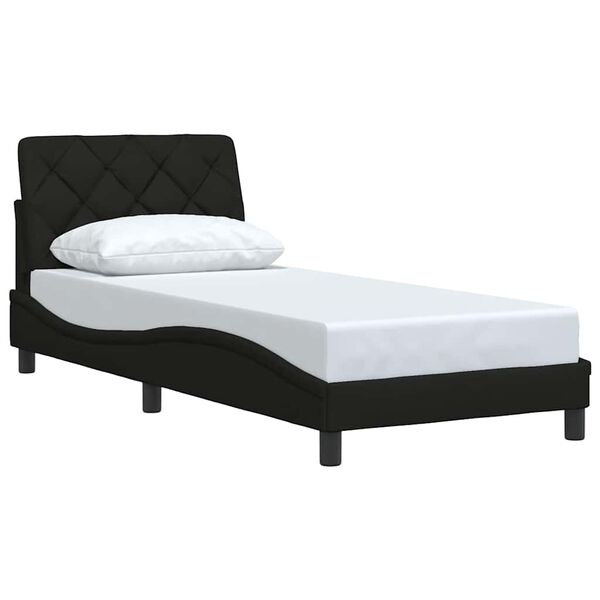 vidaXL Estrutura de cama sem colch&atilde;o 90x190 cm tecido preto