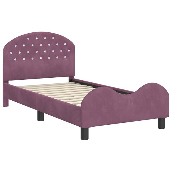vidaXL Estrutura de Cama Infantil com Cabeceira Roxo 80 x 160 cm