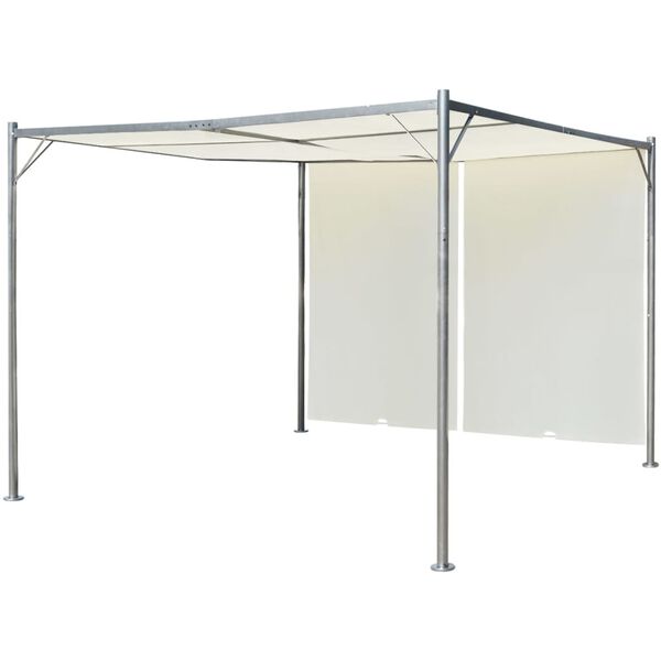 vidaXL P&eacute;rgola com toldo ajust&aacute;vel branco nata, a&ccedil;o, 3 x 3 m