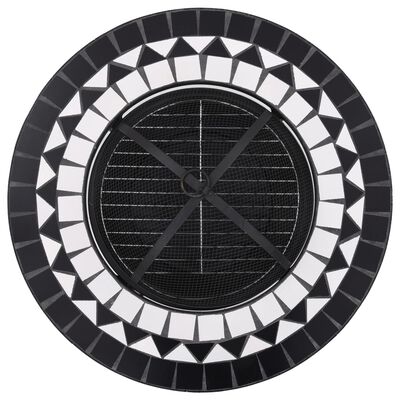 vidaXL Mesa braseira em mosaico 68 cm cerâmica preto e branco