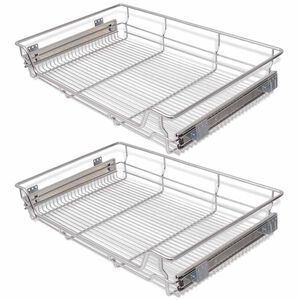 vidaXL Cestos de arame extra&iacute;veis 2 pcs 800 mm prateado