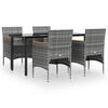 vidaXL 5 pcs conjunto de jantar jardim com almofad&otilde;es cinzento/preto