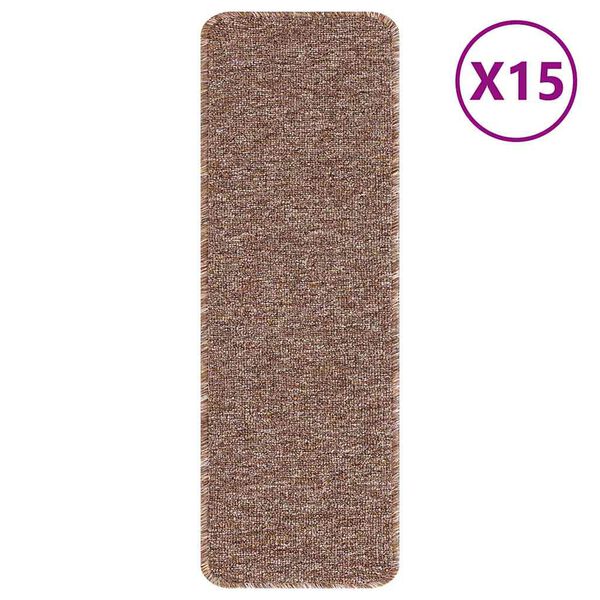 vidaXL Tapetes Antiderrapantes para Escadas 15 pcs Castanho 60 x 25 cm