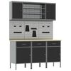 vidaXL Arm&aacute;rio de Trabalho 7 pcs Preto Madeira de Engenharia e A&ccedil;o
