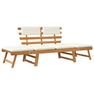 vidaXL Banco de jardim + almofad&otilde;es 2-em-1 190cm madeira ac&aacute;cia maci&ccedil;a