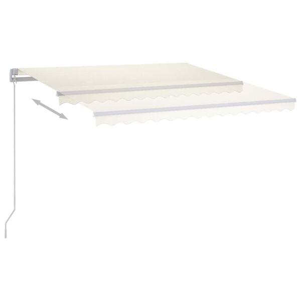 vidaXL Toldo retr&aacute;til manual com LED 450x300 cm cor creme