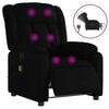 vidaXL Poltrona massagens reclin&aacute;vel el&eacute;trica couro artificial preto