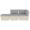 vidaXL 3 pcs conjunto lounge de paletes + almofad&otilde;es madeira de abeto