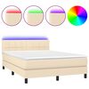 vidaXL Cama box spring c/ colch&atilde;o e LED 140x200 cm tecido cor creme