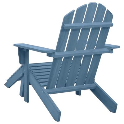 vidaXL Cadeira Adirondack para jardim com otomano abeto maciço azul