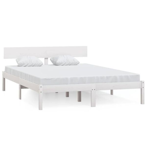 vidaXL Estrutura cama pequena casal 120x190 cm pinho maci&ccedil;o branco