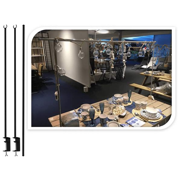 ProGarden Barra de mesa decorativa com grampo de mesa em metal preto