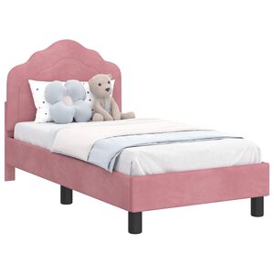 vidaXL Estrutura de Cama para Crian&ccedil;a com Cabeceira Rosa 70 x 140 cm