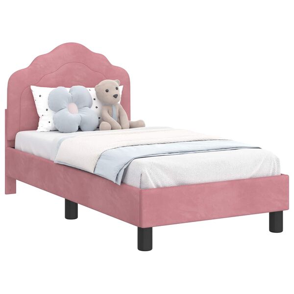 vidaXL Estrutura de Cama para Crian&ccedil;a com Cabeceira Rosa 70 x 140 cm